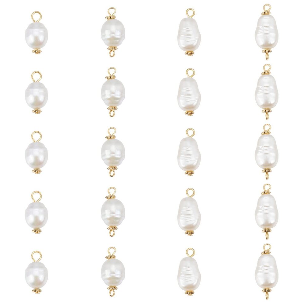 3754 80pcs 4 Style Pearl Pendant Connectors 17.5-25mm Irregular Acrylic